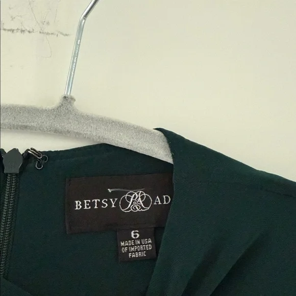 Betsy & Adam Ruffle Long Sleeve Sheath Gown- green - Picture 5 of 9